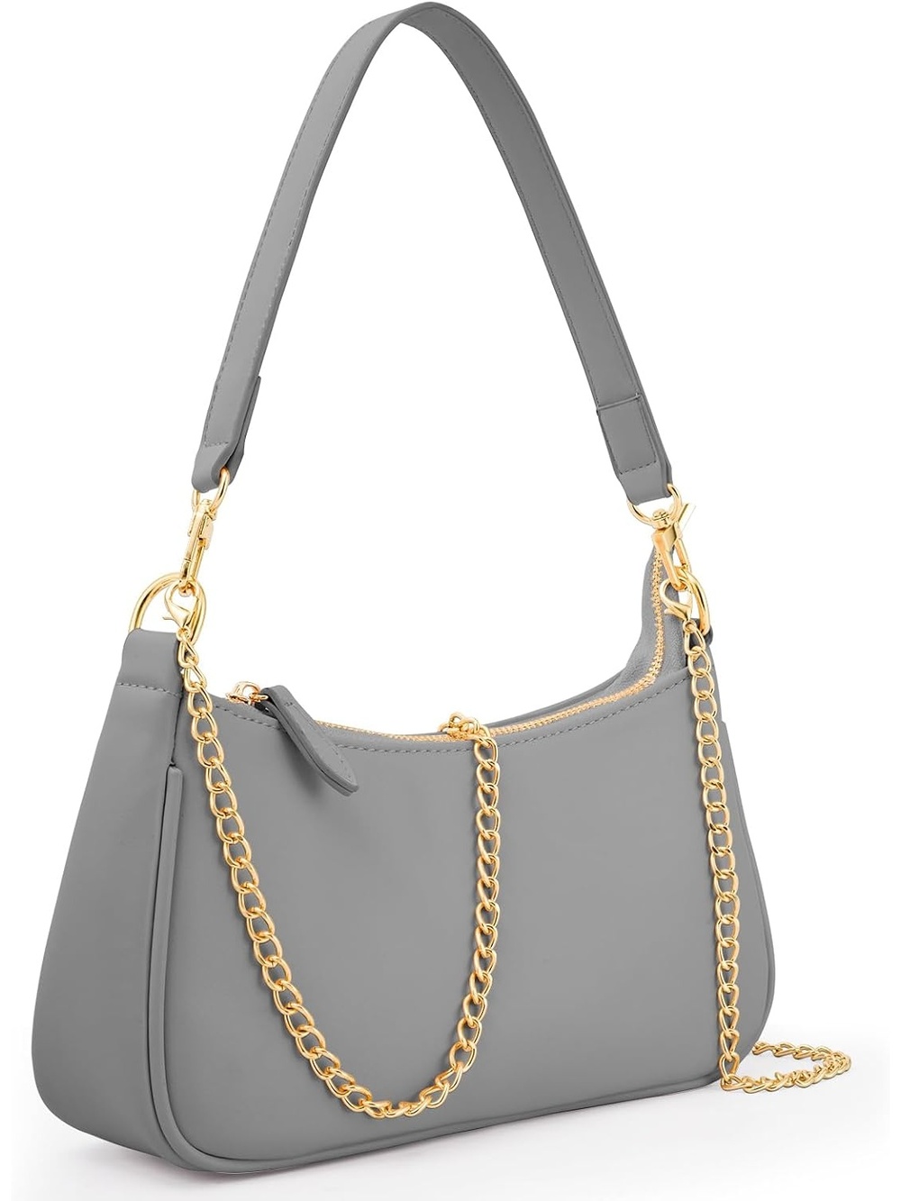 〽️ Women's Gray Small Leather Hobo Purse With Removable Straps Shoulder Bag